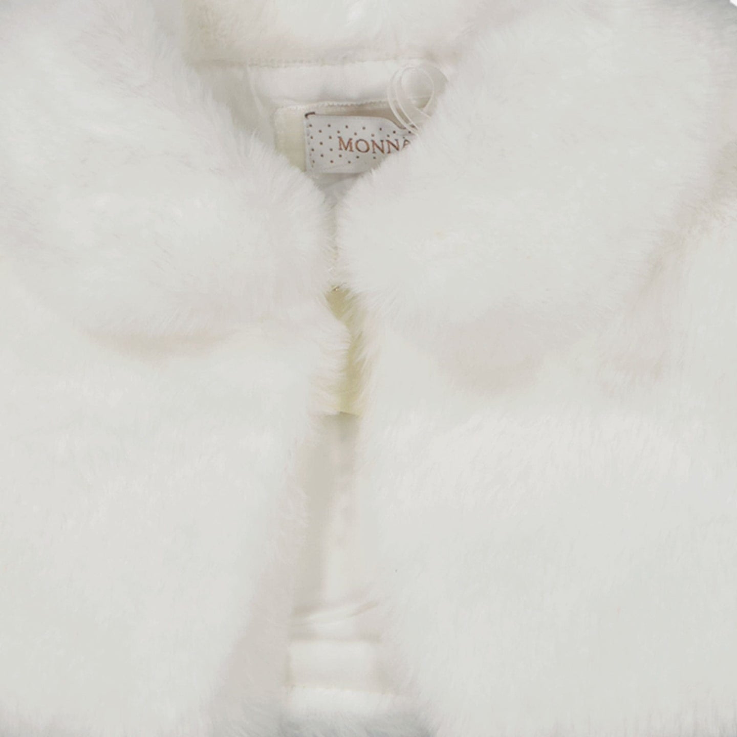 Monnalisa Meisjes Faux Fur Jas Off White 12 mnd