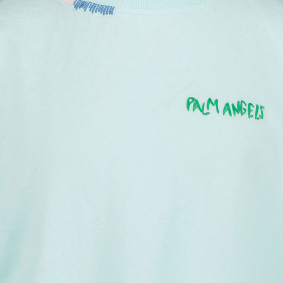 Palm Angels Kinder Jongens T-Shirt In Turquoise