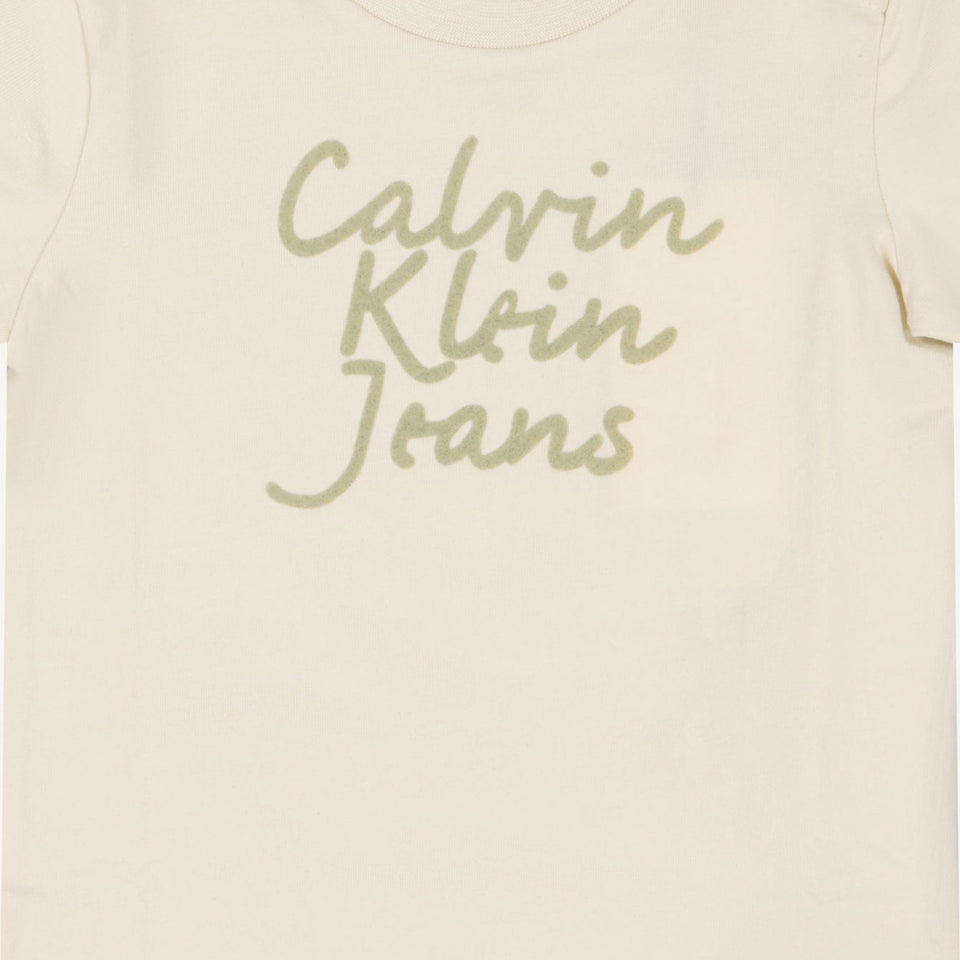 Calvin Klein Baby Unisex T-Shirt In Off White